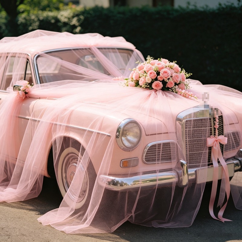 Wedding Balloon Arch - Tirai Langit-Langit Tulle Transparan Warna Pink