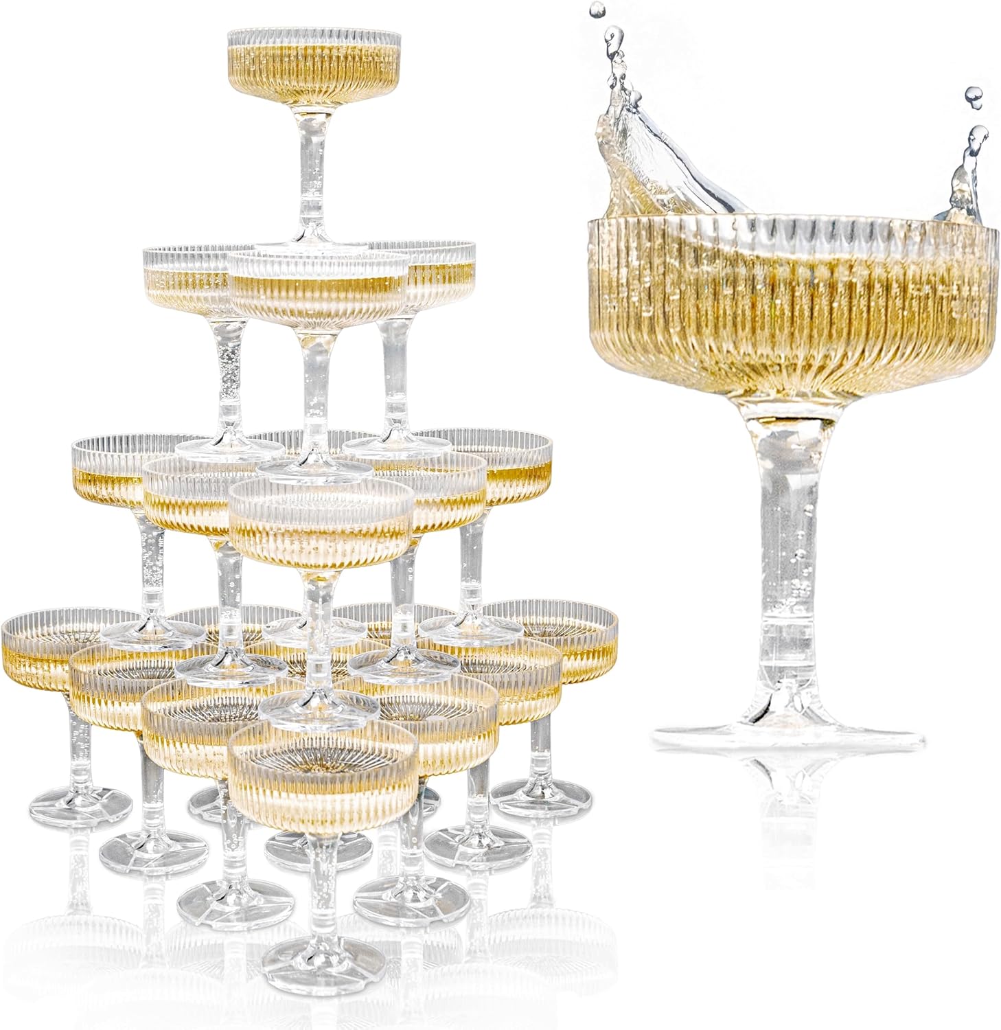 Champagne Tower Set - 20-60 Buah Menara Sampanye Akrilik 7Oz