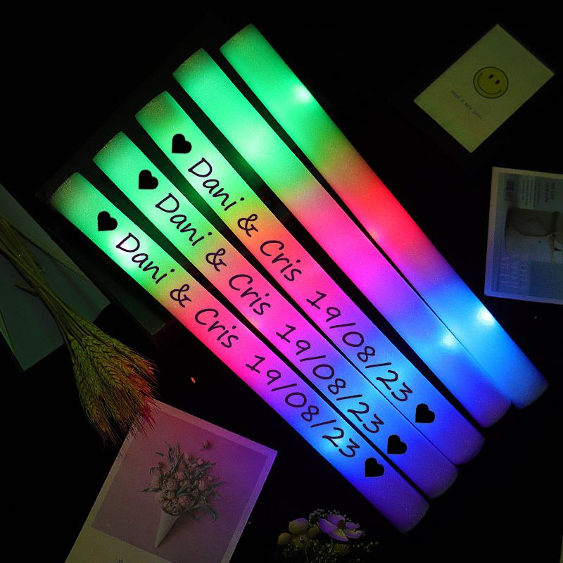 Wedding Supply Bulk - Tongkat busa cahaya LED RGB warna-warni,