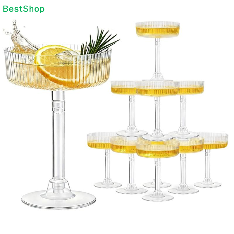 Champagne Tower Set - ☽ 10 Buah Gelas Martini Plastik
