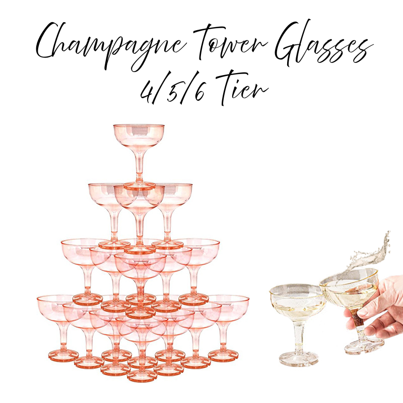 Champagne Tower Set - Kacamata Menara Sampanye Akrilik 4-6 Tingkat