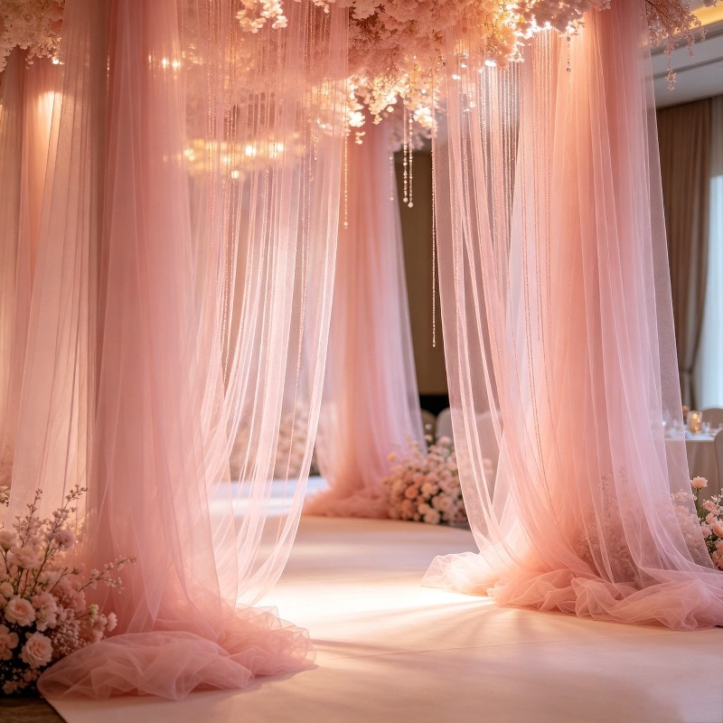 Tirai Langit-Langit Tulle Tran - Wedding Balloon Arch ulasan dan harga