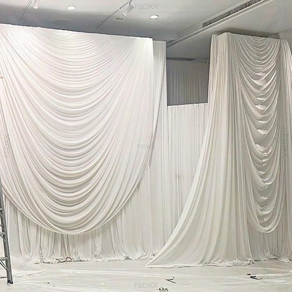 FSDKX Kain Sutra Es Putih Mura - Wedding Backdrop Curtain ulasan dan harga