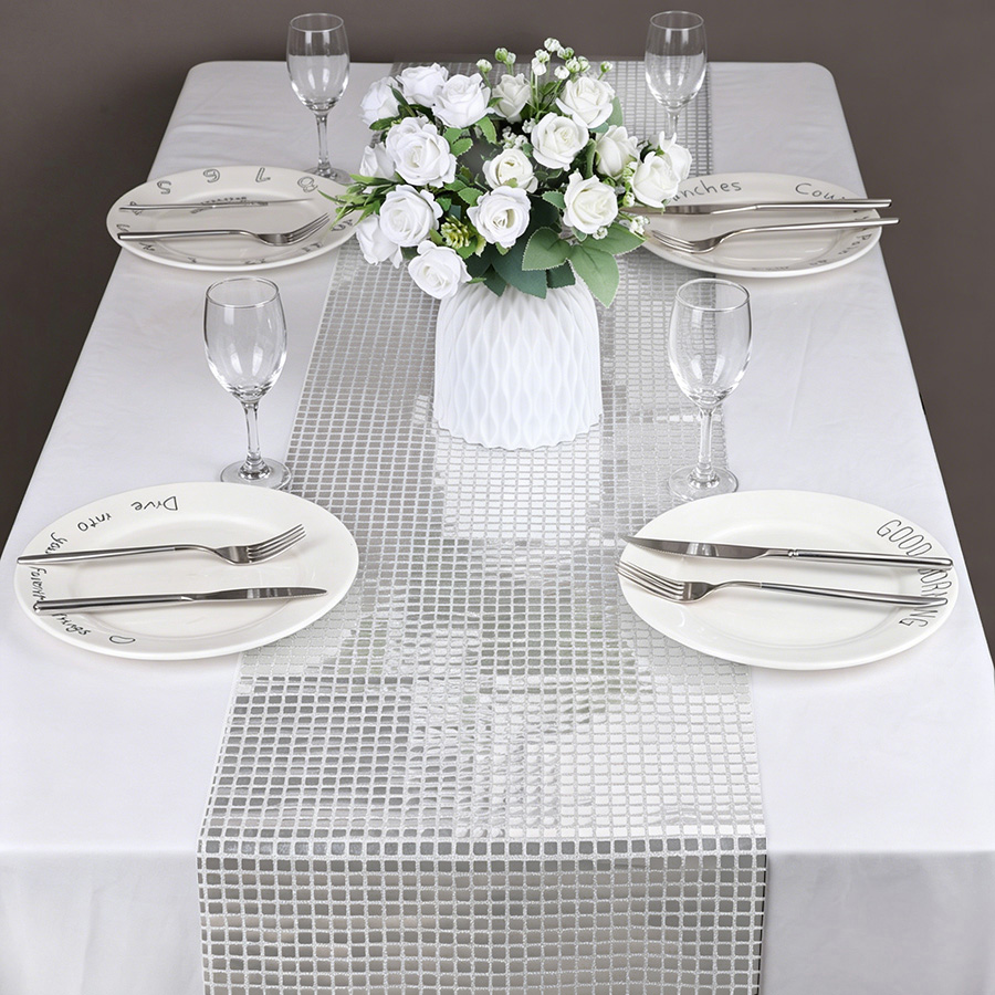 Taplak Meja Payet Perak Cermin - Table Runner Sequin ulasan dan harga
