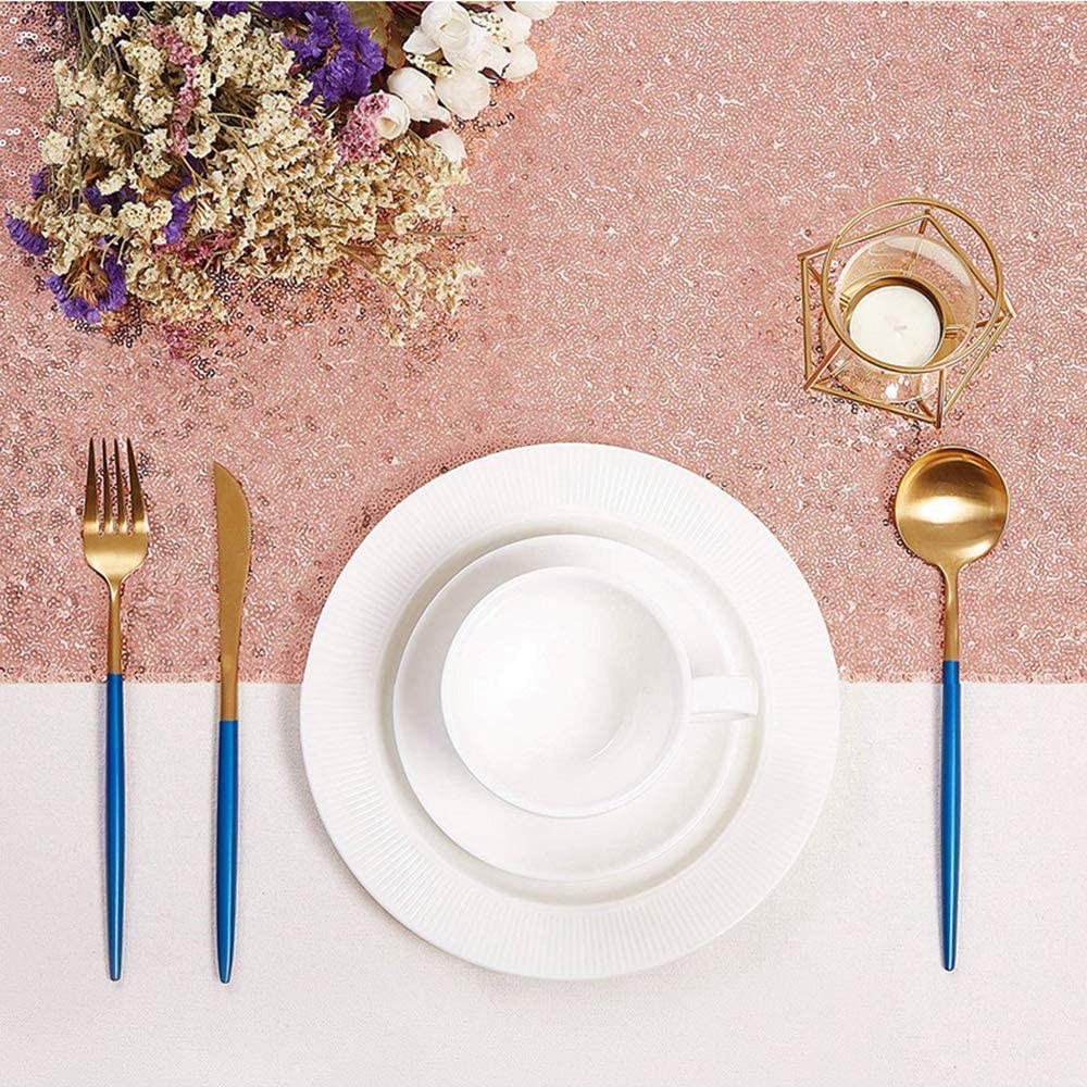 LICE-Sparkly Rose Gold Sequin  - Table Runner Sequin ulasan dan harga