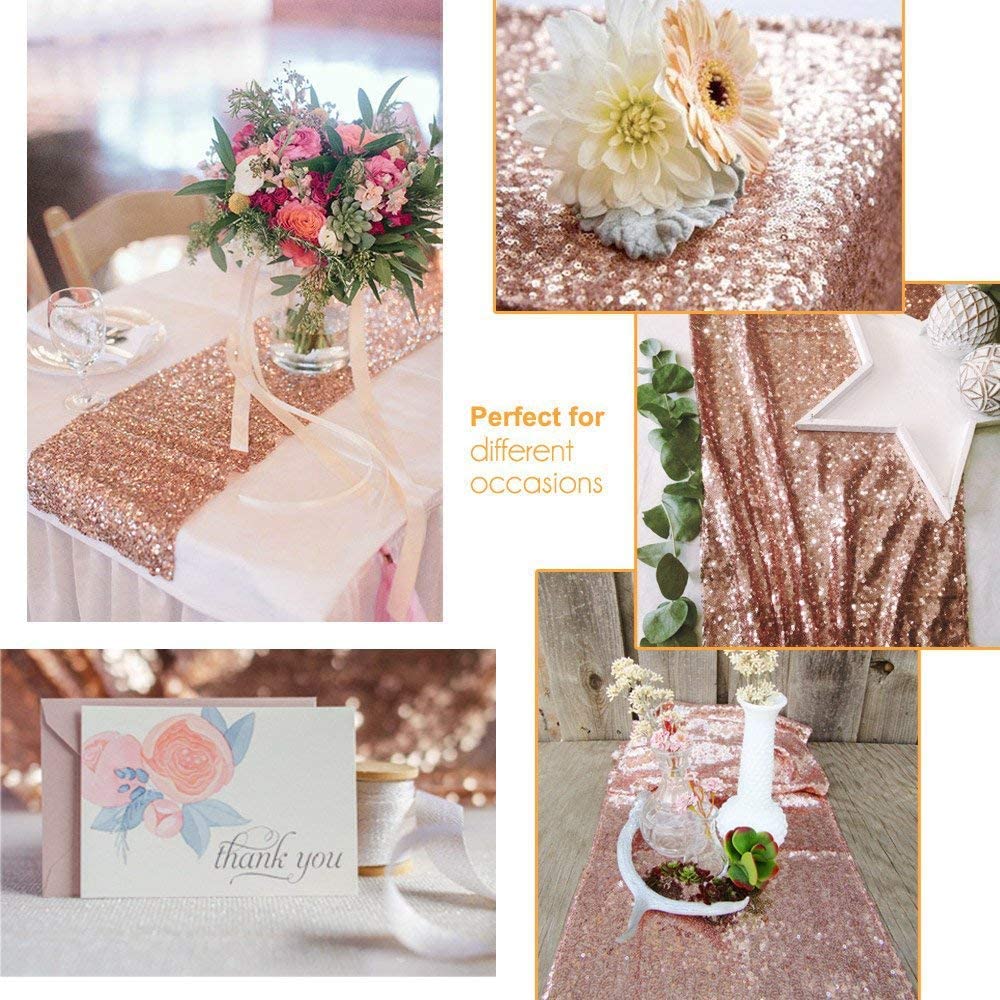 LICE-Sparkly Rose Gold Sequin  - Table Runner Sequin ulasan dan harga