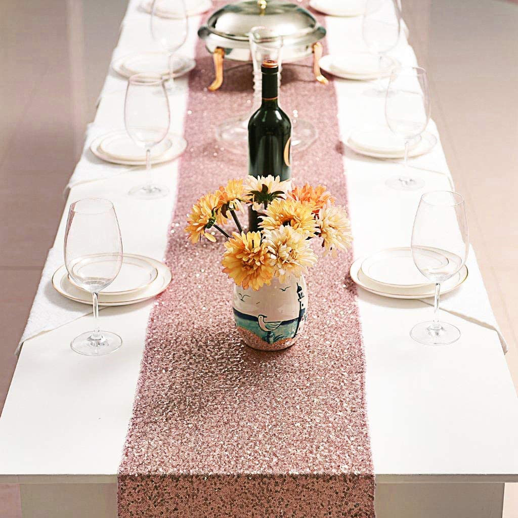 LICE-Sparkly Rose Gold Sequin  - Table Runner Sequin ulasan dan harga