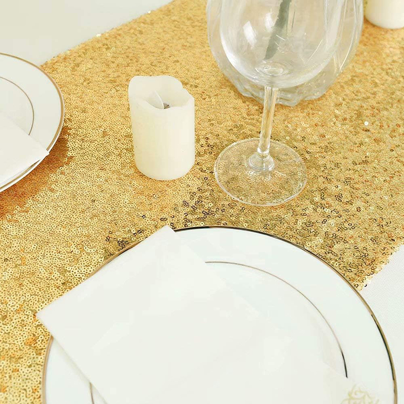 Taplak meja payet emas, taplak - Table Runner Sequin ulasan dan harga