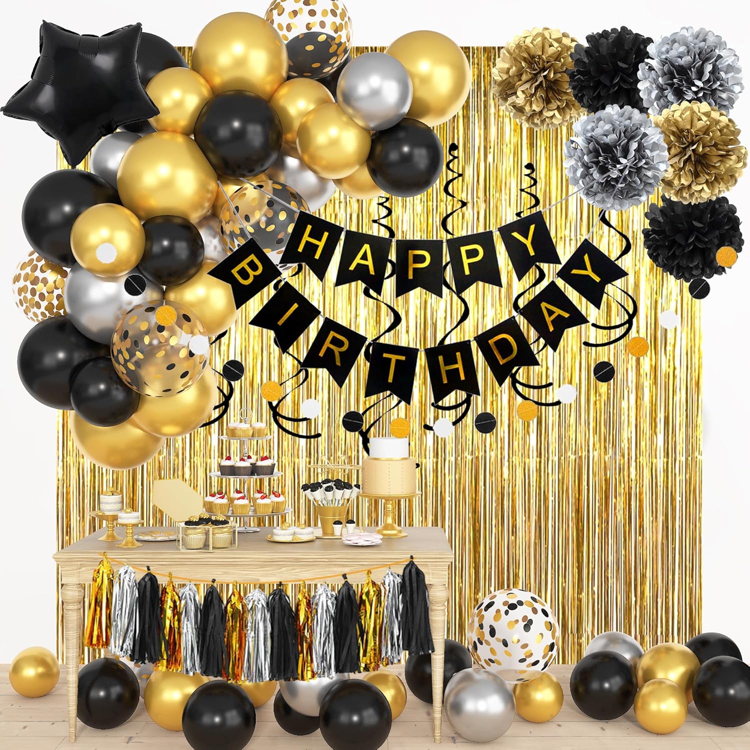 Dekorasi Ulang Tahun Black Gol - Wedding Balloon Arch ulasan dan harga