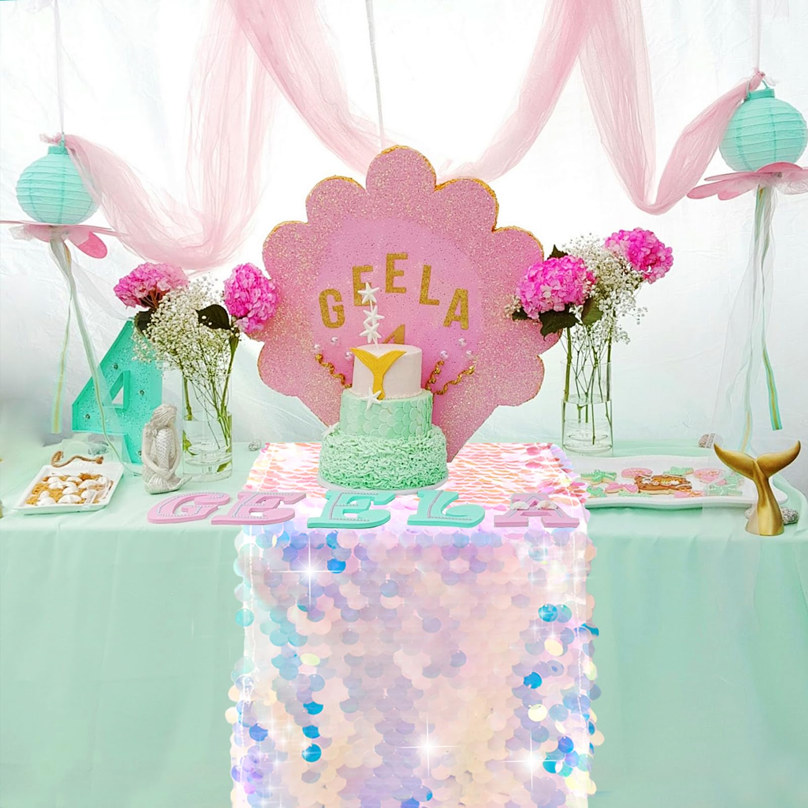 Taplak Meja Pesta Putri Duyung - Table Runner Sequin ulasan dan harga